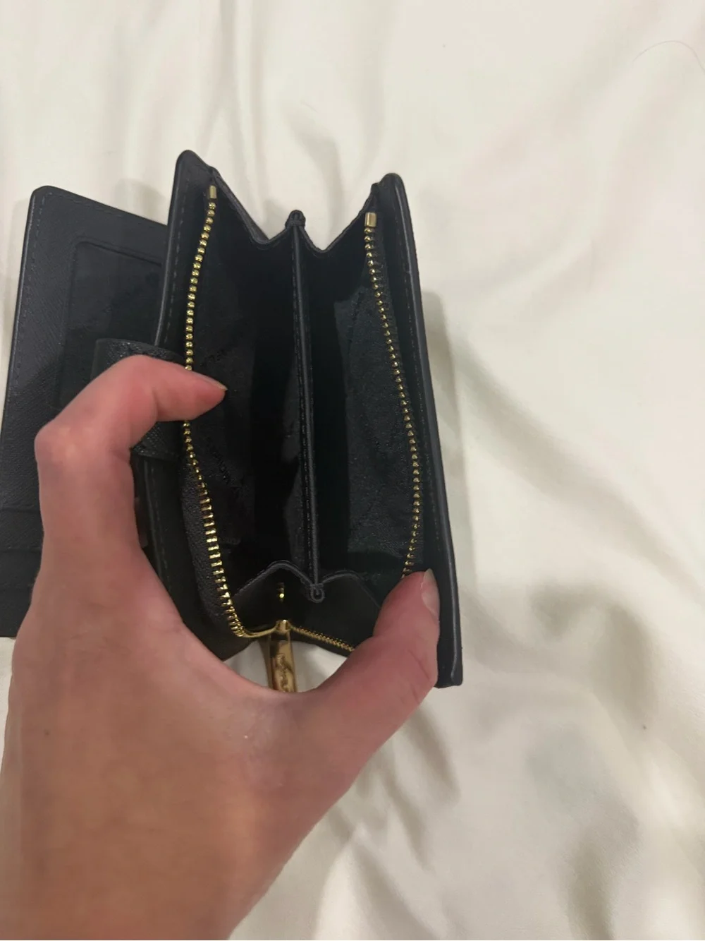 Michael Kors Black Saffiano Zip Wallet with Gold Logo